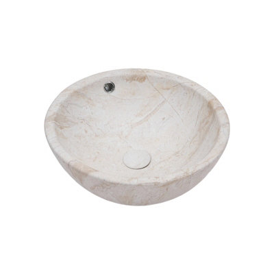 44x17.5cm Round Ceramic Countertop Washbasin Vessel Sink with Waste Kit