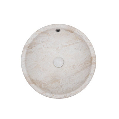 44x17.5cm Round Ceramic Countertop Washbasin Vessel Sink with Waste Kit