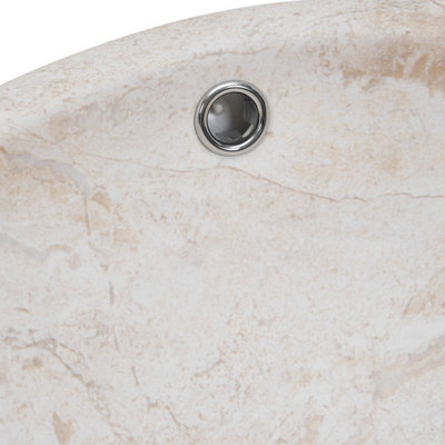 44x17.5cm Round Ceramic Countertop Washbasin Vessel Sink with Waste Kit