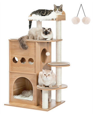 45.4 Inch Wooden Luxury Cloudy Cat Tree Tower Price Comparisons | Compare The Build
