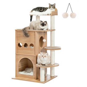 45.4 Inch Wooden Luxury Cloudy Cat Tree Tower