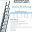 45 Rung Aluminium TRIPLE Section Extension Ladders & Stabiliser Feet- 4m 9.9m