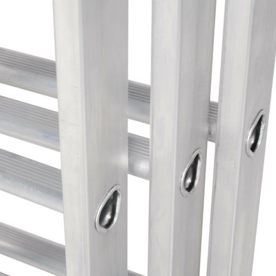 45 Rung Aluminium TRIPLE Section Extension Ladders & Stabiliser Feet- 4m 9.9m - 5