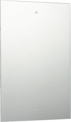 45 x 30cm Rectangle Frameless Bathroom Mirror with Pre-drilled Holes and Wall Hanging Fittings