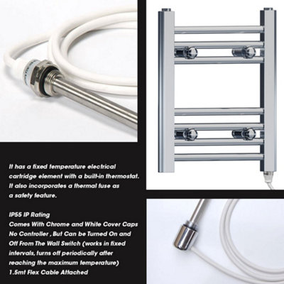 450 x 1400mm Chrome Flat Electric Pre-Filled Heated Towel Rail Radiator ...