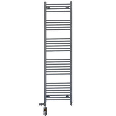 450 x 1700 mm Anthracite Grey Dual Fuel Electric Radiator Bathroom Towel Rail Radiator With AF Thermostatic Electric Element