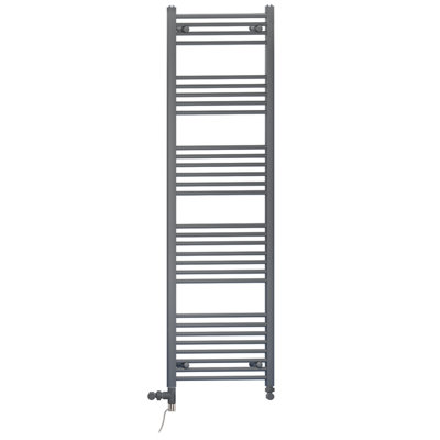 450 x 1700 mm Anthracite Grey Dual Fuel Electric Radiator Bathroom Towel Rail Radiator With Standard Electric Element