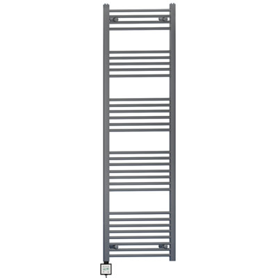 450 x 1700 mm Anthracite Grey Electric Bathroom Heated Towel Rail Thermostatic Warmer Radiator Digital Controller KTX3 Timer