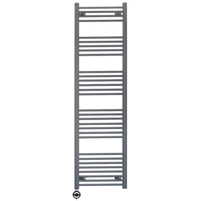 450 x 1700 mm Anthracite Grey Electric Bathroom Heated Towel Rail Thermostatic Warmer Radiator Precise Control Terma MOA Element