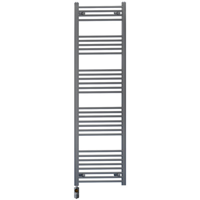 450 x 1700 mm Anthracite Grey Electric Bathroom Towel Rail Radiator Heater With AF Thermostatic Electric Element Pre-Filled