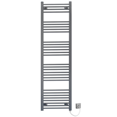 450 x 1700mm Anthracite Grey Flat Electric Pre-Filled Heated Towel Rail Radiator For Bathroom Designer Standard Element