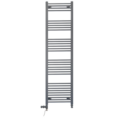 450 x 1800 mm Anthracite Grey Dual Fuel Electric Radiator Bathroom Towel Rail Radiator With Standard Electric Element