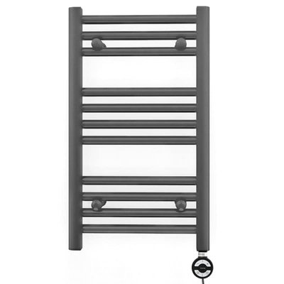450 x 600 mm Anthracite Grey Electric Bathroom Heated Towel Rail Thermostatic Warmer Radiator Precise Control Terma MOA Element