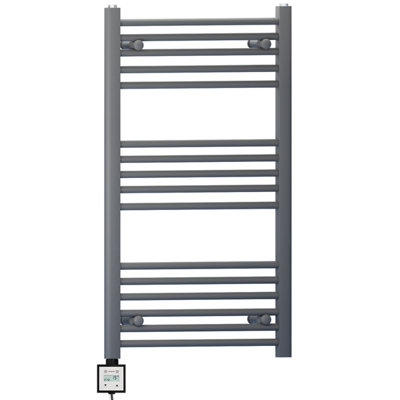 450 x 900 mm Anthracite Grey Electric Bathroom Heated Towel Rail Thermostatic Warmer Radiator Digital Controller KTX3 Timer