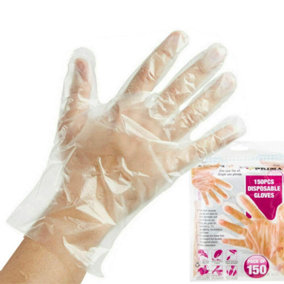 450 X Plastic Disposable Gloves Polythene Protective Catering Clear Hairdressing