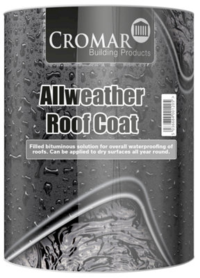 Cromar All Weather Roof Coat Paint Bitumen Waterproof Roof CompoundBlack25L from B&Q