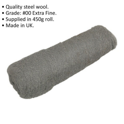 450g EXTRA Fine Number 00 Steel Wire Wool - Quality Cleaning Mesh Cloth Metal Scrub