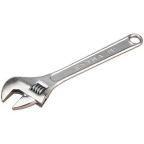 450mm Adjustable Wrench - Chrome Plated Steel - 52mm Offset Jaws - Spanner