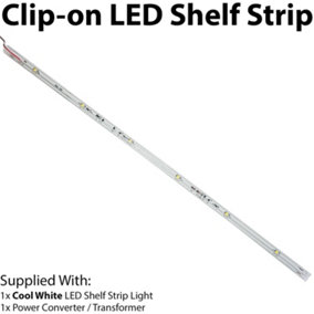450mm Clip On LED Shelf Kit COOL WHITE 4mm Glass Illuminated Kitchen Unit Light