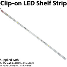 450mm Clip On LED Shelf Kit WARM WHITE 4mm Glass Illuminated Kitchen Unit Light