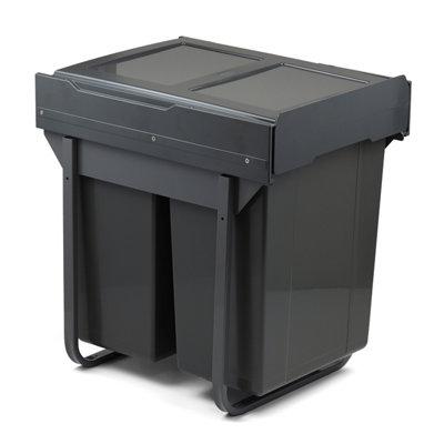 450mm Dark Grey Base Mounted Cabinet Bin 2 x 28L