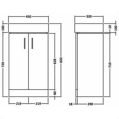 450mm Gloss White 2 Door Floorstanding Vanity Basin Sink Unit & Chrome Dom Single Lever Tap & Waste