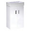 450mm Gloss White 2 Door Floorstanding Vanity Basin Sink Unit & Matt Black Lucia Waterfall Tap & Waste
