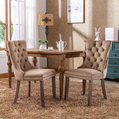 HomeTouch Taylor Pair Of Lux Velvet Kitchen Dining Chairs With Pull Knocker Back from B&Q