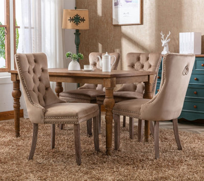 HomeTouch Taylor Set Of 6 Lux Velvet Kitchen Dining Chairs With Pull Knocker Back from B&Q