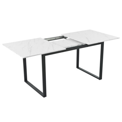 HomeTouch Extendable Dining Table With Marble Effect And Iron Metal Legs 140Cm-180Cm Length from B&Q
