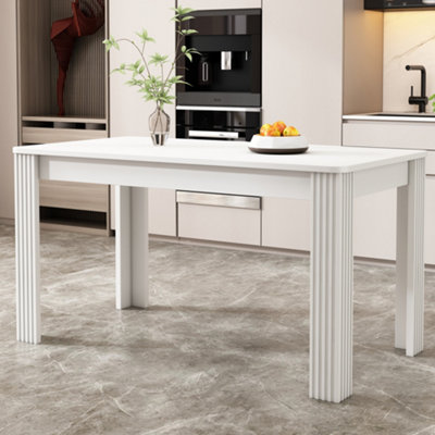 HomeTouch Wooden Dining Table With Unique Leg Pattern White from B&Q