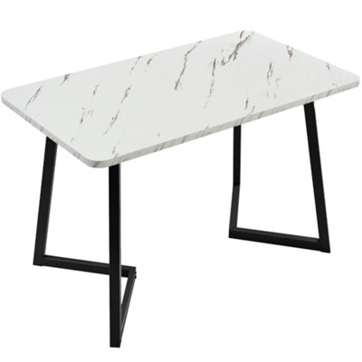 HomeTouch Modern Marble Effect Dining Table With Metal Legs from B&Q