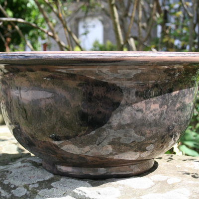  - Anglo Eastern Trading Co 40Cm Aegean Bowl Flamed Charcoal Planter Pot