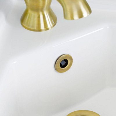 Nes Home Basin Overflow Ring Replacement Overflow Sink Hole Cover Brushed Brass from B&Q