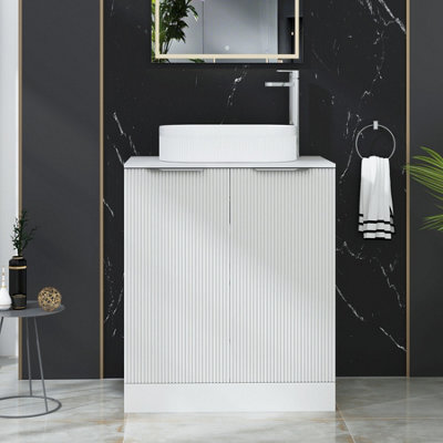 Royal Bathrooms Evora 700mm Matt White Fluted Floor Standing Countertop Vanity Unit 2 Door With Lyon Basin from B&Q