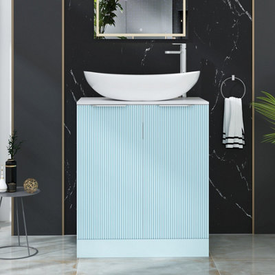 Royal Bathrooms Evora 700mm Powder Blue Fluted Floor Standing Countertop Vanity Unit 2 Door With Cesar Basin from B&Q