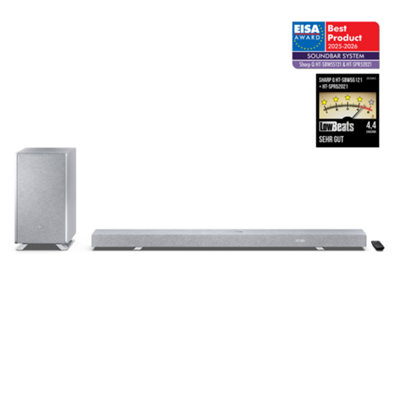 Sharp Ht-Sbw55121 5.1.2 Dolby Atmos Dts:x Soundbar With Wireless SubwooferSilver from B&Q