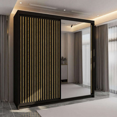 Sliding Wardrobes 4 U LTD Sliding Wardrobes 4U Ronal 2&3 Sliding Door Wardrobe In 4 Colors White, Black, Grey &oak- (W)2030mm, (H)2170mm