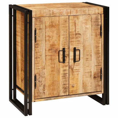 Berkfield Bedside Cabinet Brown 38 X 33 X 58 Cm Soild Rough Mango Wood from B&Q