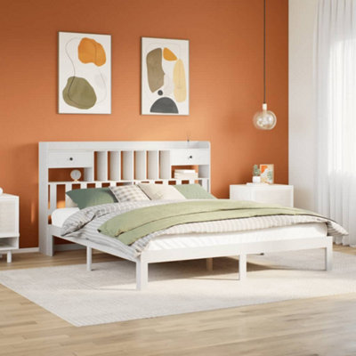 Berkfield Bookcase Bed Without Mattress White 180X200Cm Solid Wood Pine from B&Q
