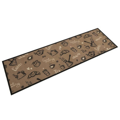 Berkfield Brown Kitchen Rug Washable Morning 45X150 Cm Velvet