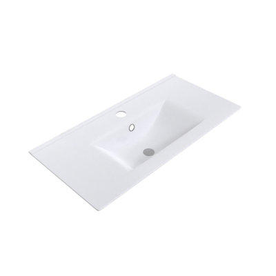 B&Q -  800mm Modern White Slim Ceramic Inset Basin