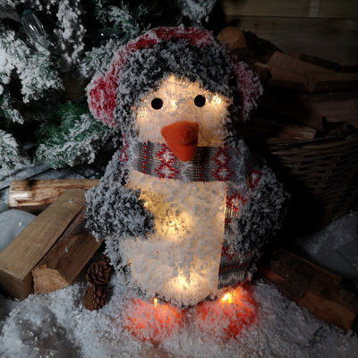 45cm Battery Operated LED Flocked Penguin Christmas Decoration in Warm White Price Comparisons | Compare The Build