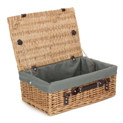 45cm Buff Hamper with Grey Sage Lining