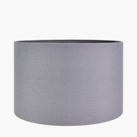 45cm Grey Linen Drum Table Lampshade Self Lined Cylinder Floor Lamp Shade