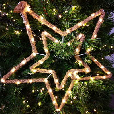 45cm Hanging Hemp Rope Christmas LED Star Light Battery Window Star Decoration Price Comparisons | Compare The Build