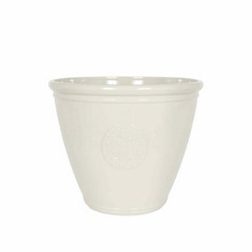 45cm Large Eden Emblem Plant Pot - Plastic - L45 x W45 x H38 cm - White