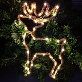 45cm LED Christmas Reindeer Light Battery Operated Hemp Rope Decoration