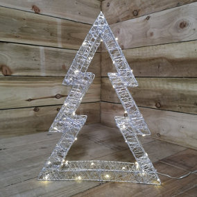 45cm LED Metal Christmas Tree Display Ornament Silver Decoration