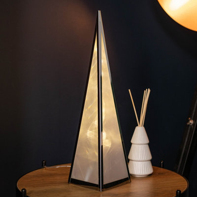45cm Light up Silver Holographic Christmas Pyramid with 16